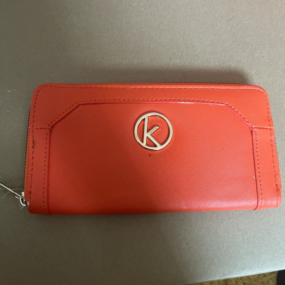Orange Wallet with Logo Accent
